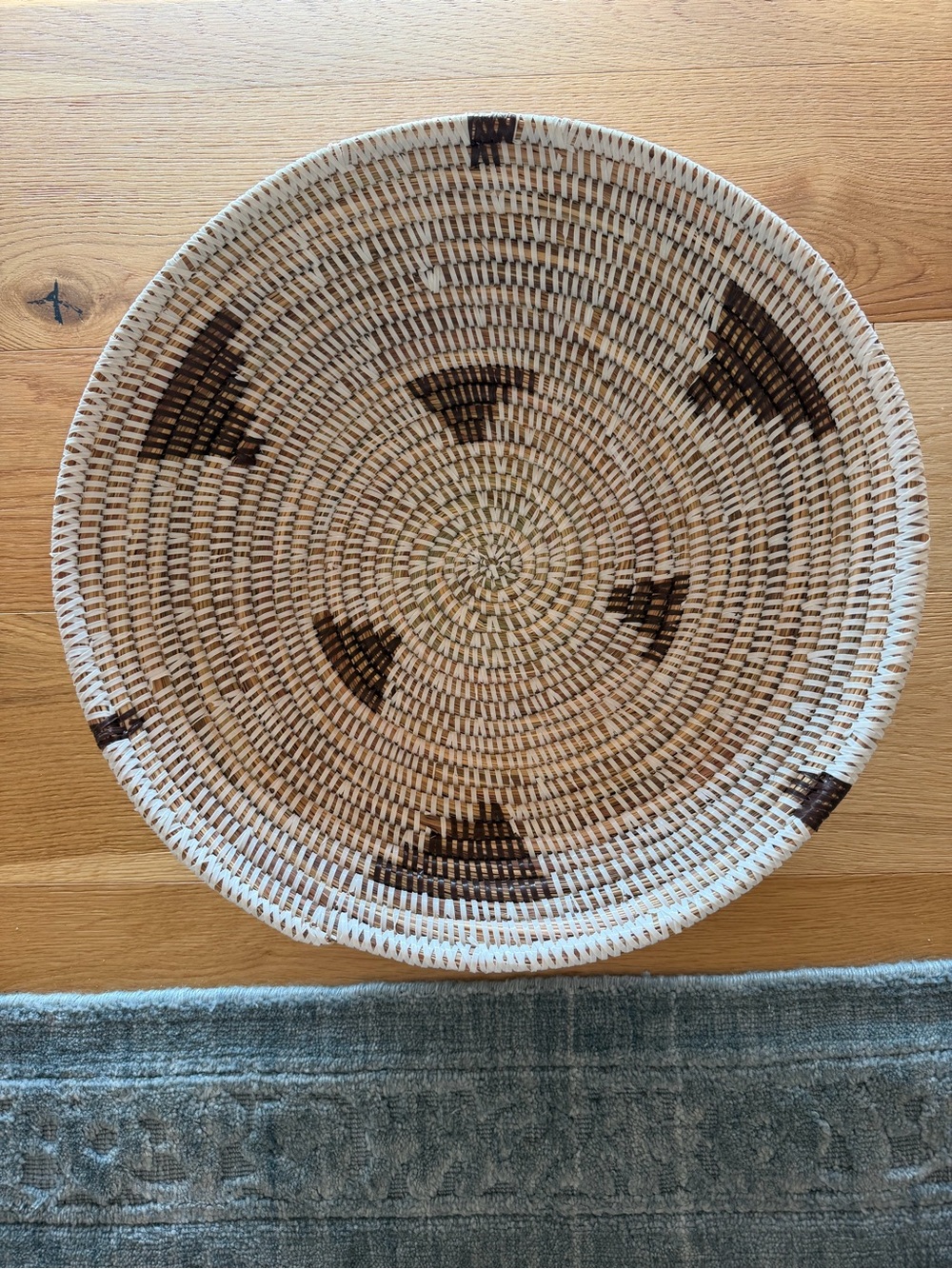 Handwoven Decorative Basket in Natural and Dark Brown